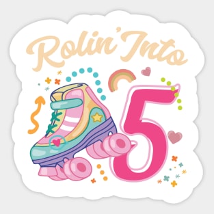 Roller Skate Groovy 5th Birthday Girls B-day Gift For Kids Girls toddlers Sticker